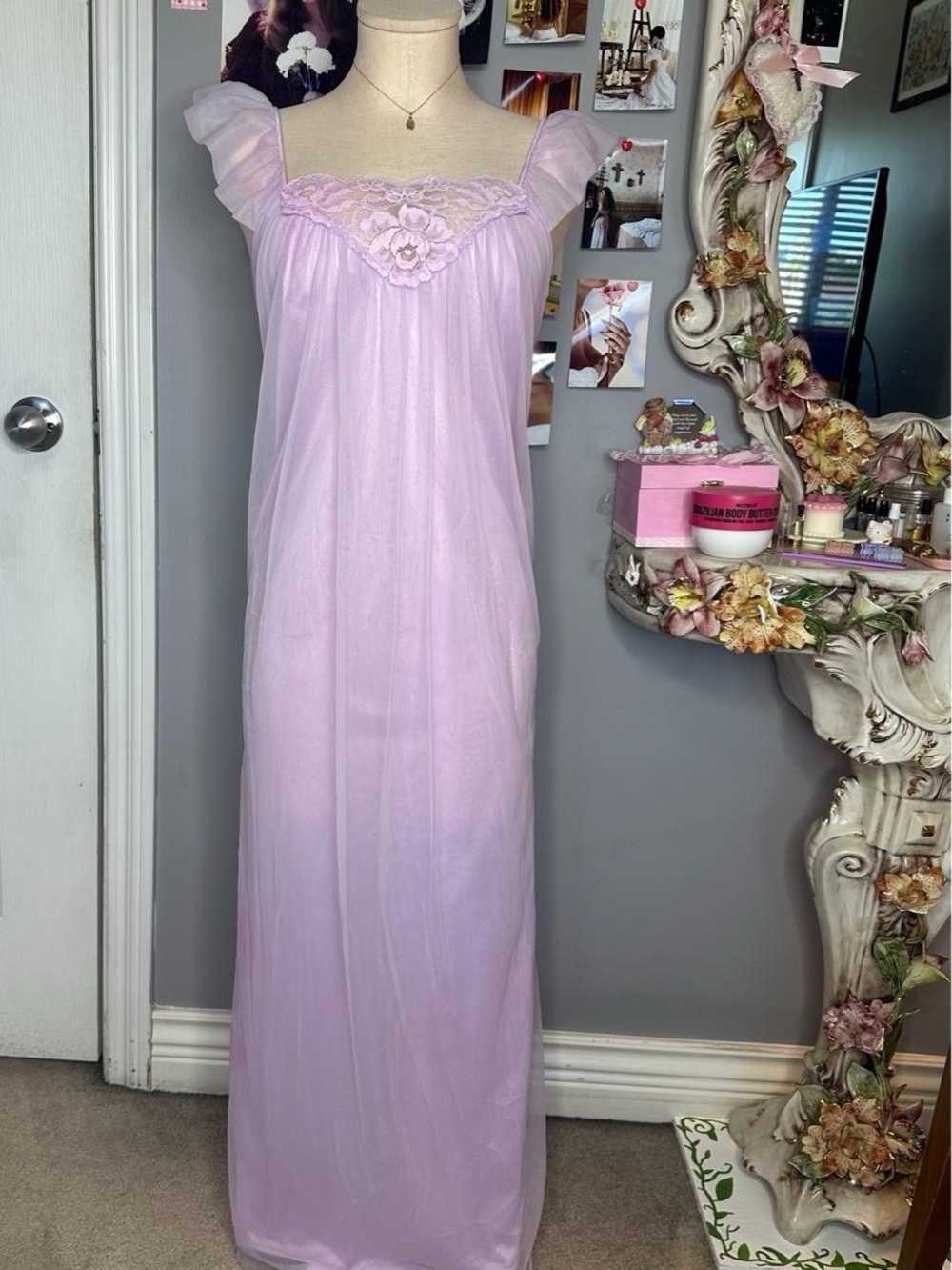 Vintage Lavender Romantic Nightgown Woman’s M - Picture 6 of 8